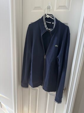 Lacoste Men's Navy Zip-Front Sweater Jacket XL